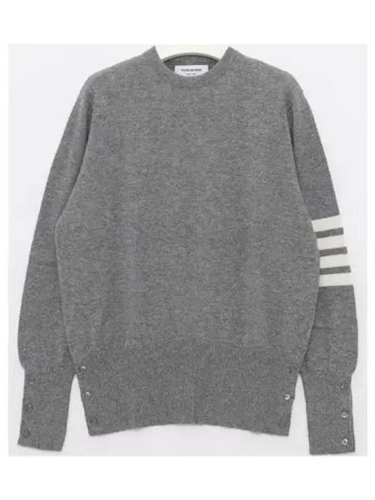 Diagonal Classic Cashmere Knit Top Light Grey - THOM BROWNE - BALAAN 2