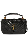 Applique Logo Quilted Calf Leather Tote Bag Black - SAINT LAURENT - BALAAN 3