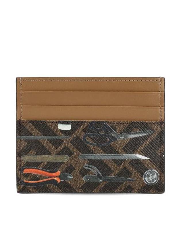 Men's FF Canvas Card Wallet Brown - FENDI - BALAAN 1