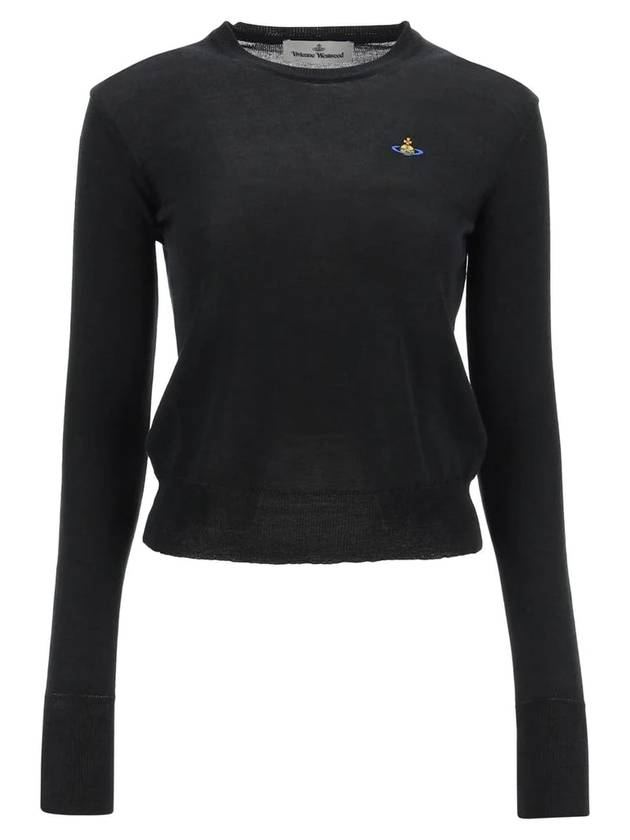 Women's Bea Jumper Embroidered Logo Knit Top Black - VIVIENNE WESTWOOD - BALAAN 1