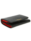 Vitello Gold Logo Tri-Fold Half Wallet Red Black - PRADA - BALAAN 6