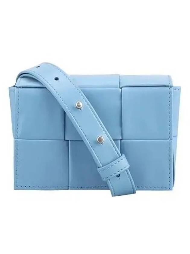 Cassette Small Leather Cross Bag Blue - BOTTEGA VENETA - BALAAN 1