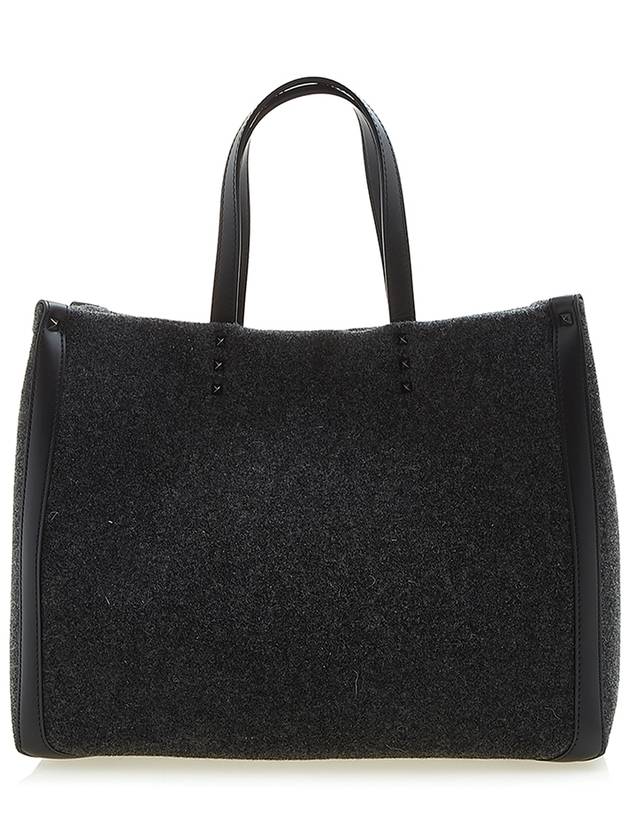 Embroidered Logo Felt Tote Bag Dark Gray - VALENTINO - BALAAN.