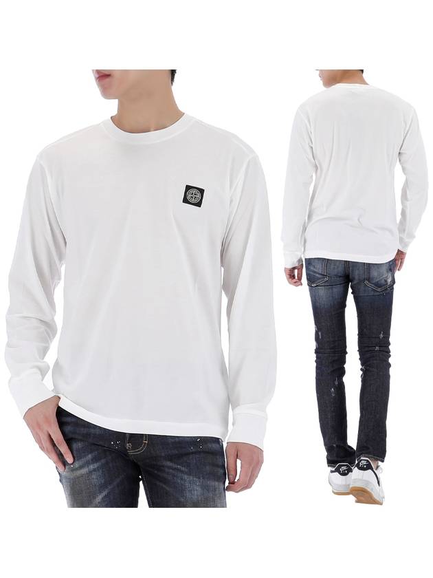 Chest Patch Long Sleeve T-Shirt White - STONE ISLAND - BALAAN 2