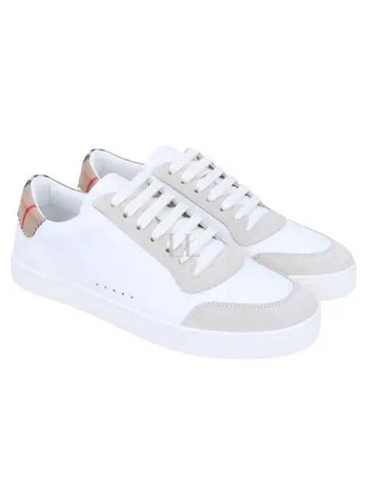 Leather Suede Check Cotton Low Top Sneakers White - BURBERRY - BALAAN 2