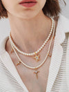 Multi Cross Rosary Necklace Cross pearl necklace - ELYONA - BALAAN 4