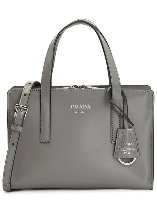 Re-Edition 1995 Brushed Leather Hand Mini Bag Grey - PRADA - BALAAN 2