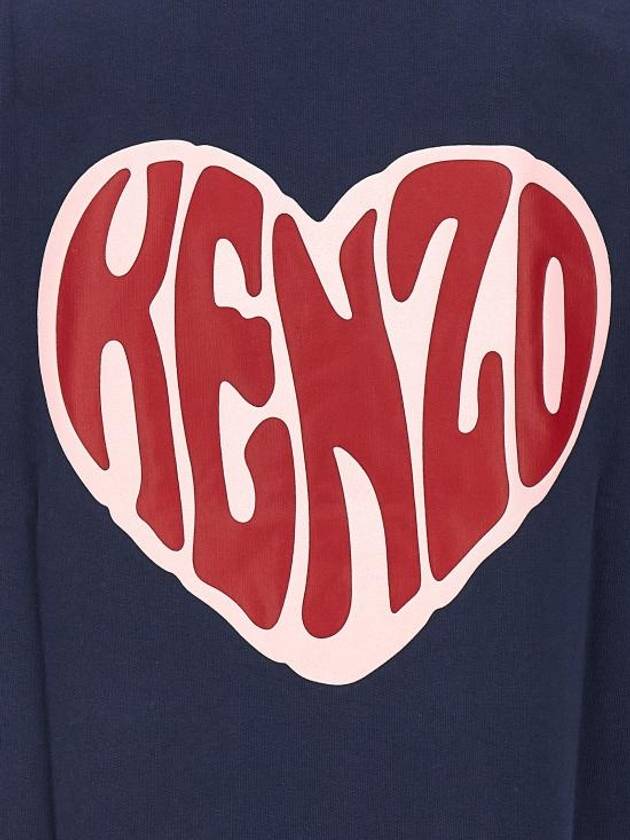 Heart Print Classic Cotton Cardigan Blue - KENZO - BALAAN 5