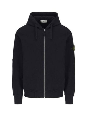 Men's Garment Dyed Malfile Zip Up Hoodie Navy - STONE ISLAND - BALAAN 1