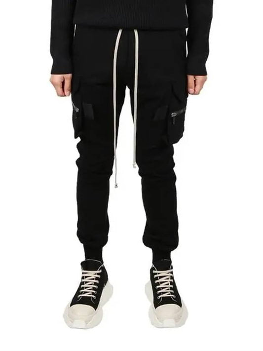 Men's Mastodon Cargo Pocket Jogger Track Pants Black - RICK OWENS - BALAAN.