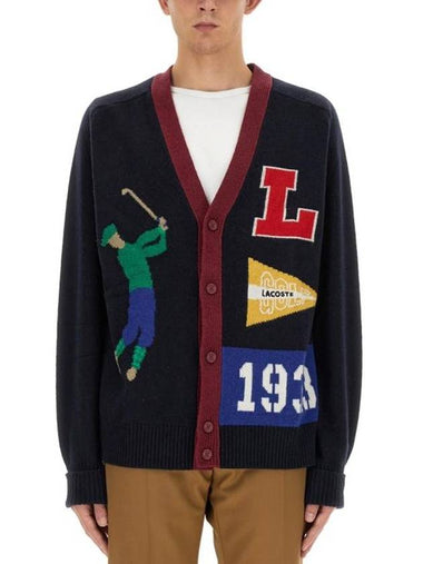 Golfer Motif Cardigan Navy Blue - LACOSTE - BALAAN 1