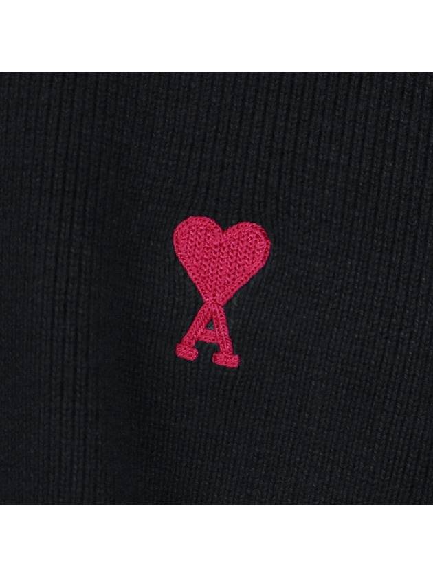 Red ADC Chain Stitch Heart Logo Knit Top Black - AMI - BALAAN 6