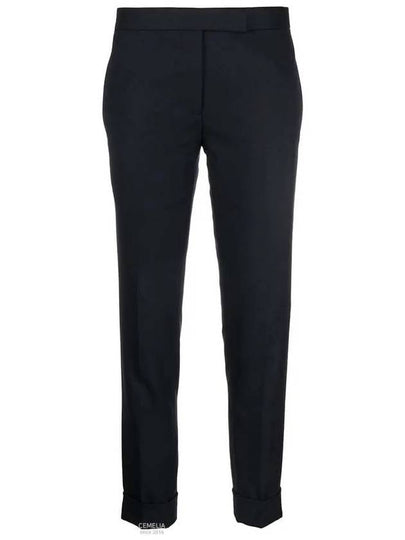 Cropped Tailored Twill Wool Skinny Straight Pants Navy - THOM BROWNE - BALAAN 2