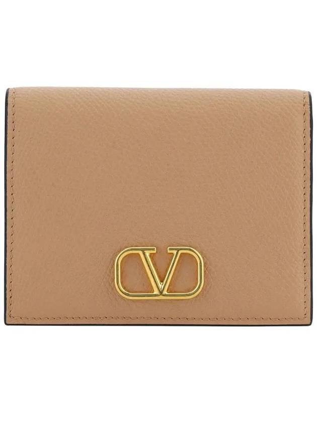 V Logo Signature Flap Compact Half Wallet Rose Canel - VALENTINO - BALAAN 1