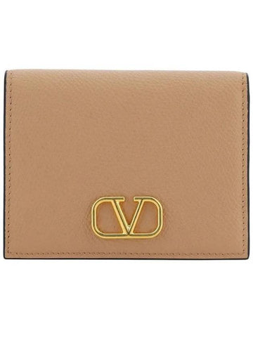 V Logo Signature Flap Compact Half Wallet Rose Canel - VALENTINO - BALAAN 1