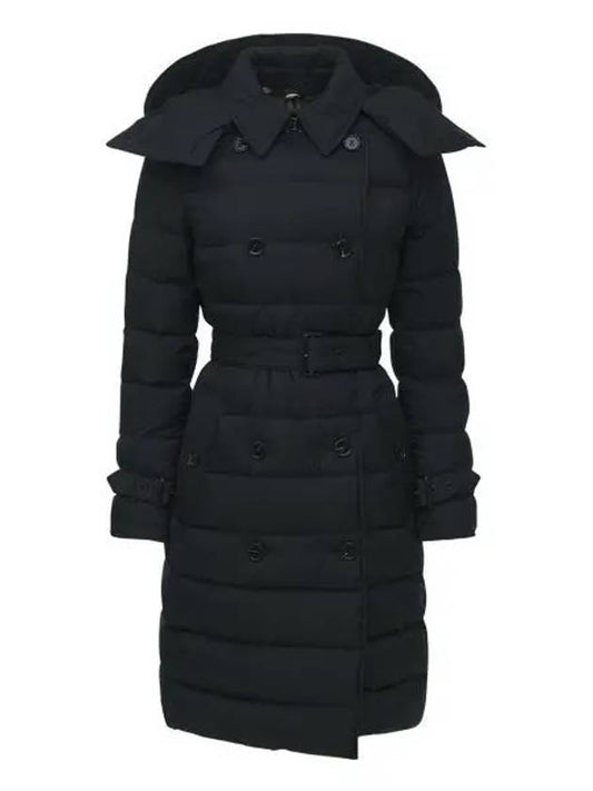 Women's Double Breasted Hooded Padded Black - BURBERRY - BALAAN 2