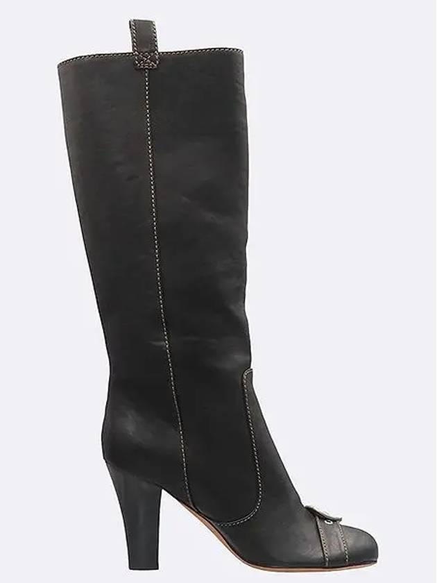 Black leather pin buckle women s long boots 250MM - DIOR - BALAAN 4