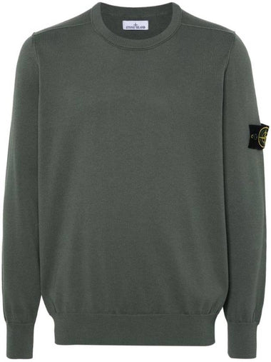 Crewneck Soft Cotton Knit Top Dark Green - STONE ISLAND - BALAAN 1