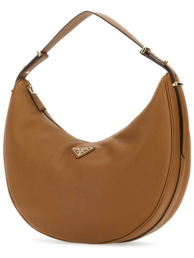 Large Leather Shoulder Bag Brown - PRADA - BALAAN 3