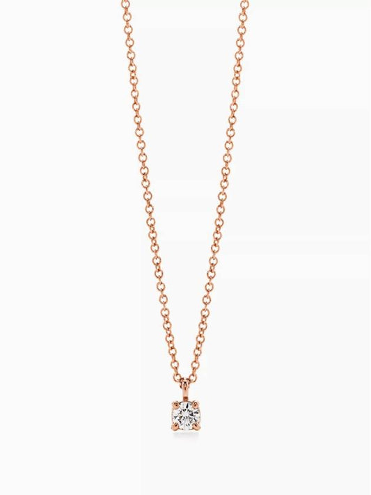 Tiffany solitaire diamond pendant rose gold 0.17 carat - TIFFANY & CO. - BALAAN 1