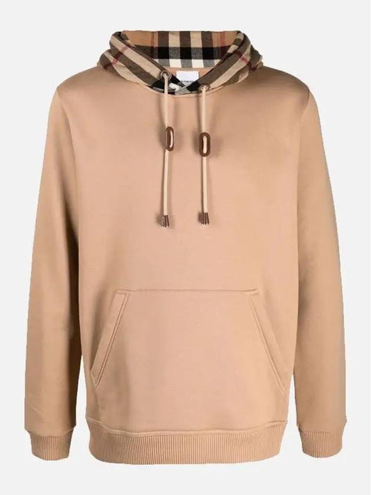 Check Cotton Blend Hoodie Camel Beige - BURBERRY - BALAAN 2