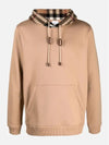 Check Cotton Blend Hoodie Camel Beige - BURBERRY - BALAAN 3