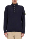 Wappen Patch Button Knit Top Navy - STONE ISLAND - BALAAN 3