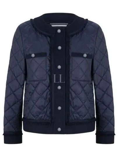 Ferro Short Quilted Fringing Jacket Navy - MAX MARA - BALAAN 2