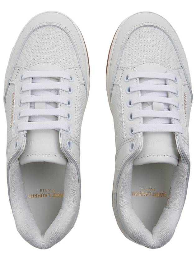 SL 61 Logo Signature Leather Low Top Sneakers White - SAINT LAURENT - BALAAN 7