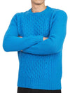 Crew Neck Lambswool Knit Top Blue - DRUMOHR - BALAAN 6