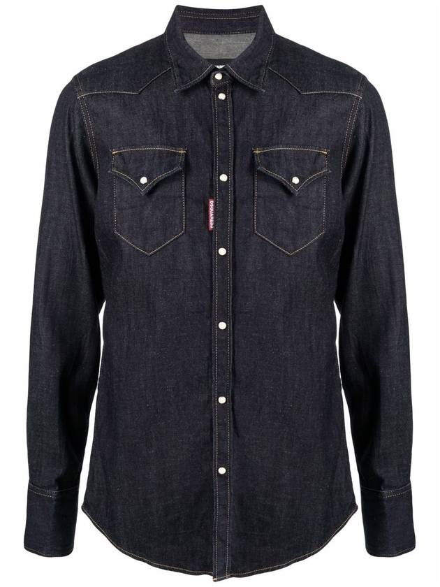 Dark Washing Denim Shirt S74DM0636S30825 - DSQUARED2 - BALAAN 2