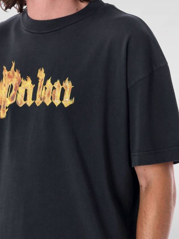 Palm Angels Burning Logo Short Sleeve T Shirt Black - PALM ANGELS - BALAAN 4