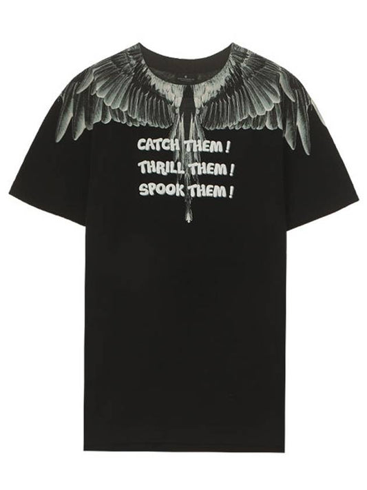 Men's Overfit Logo Short Sleeve T-Shirt Black - MARCELO BURLON - BALAAN.