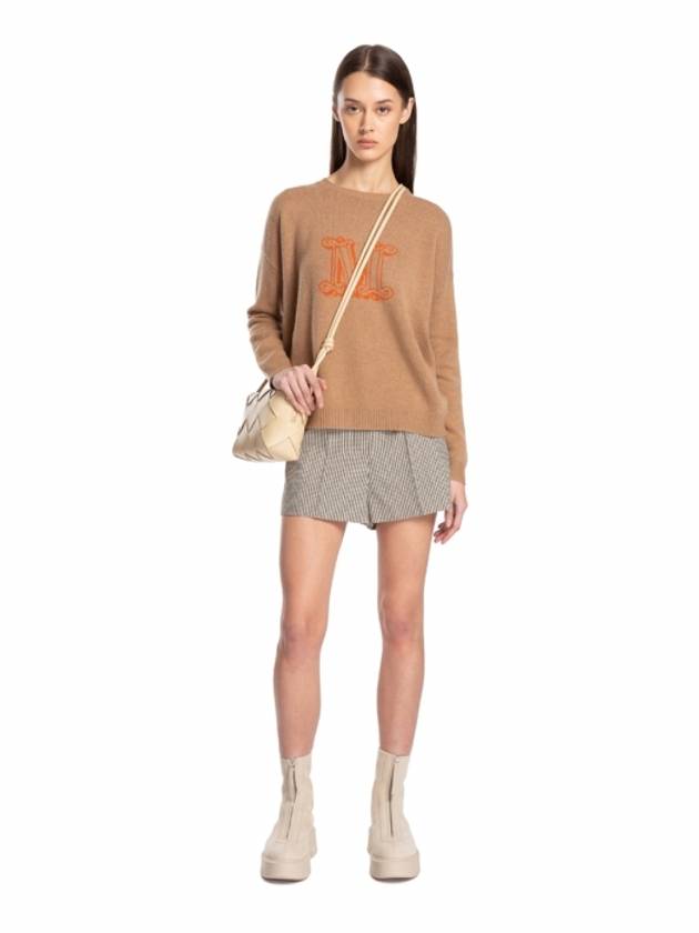 Edo Monogram Cashmere Knit Top Brown - MAX MARA - BALAAN 5