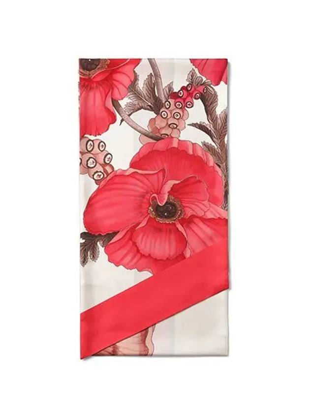 Poppies Print Silk Scarf Pink - SALVATORE FERRAGAMO - BALAAN 6