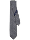 Gancini Silk Jacquard Tie Navy Blue - SALVATORE FERRAGAMO - BALAAN 4