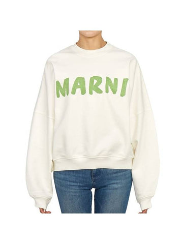 Logo Print Cotton Sweatshirt White - MARNI - BALAAN 1