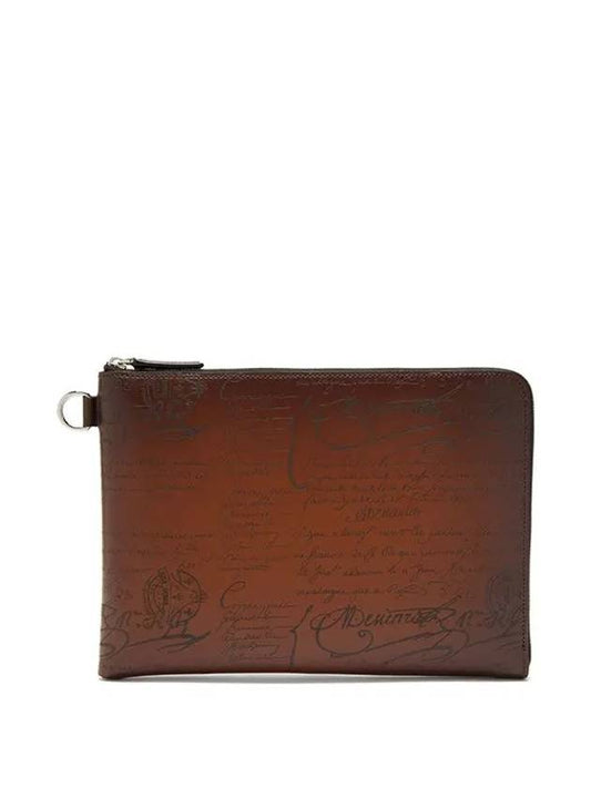 Nino Nino Scritto Leather Pouch Clutch Bag Brown - BERLUTI - BALAAN 2