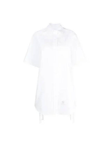 Women s Logo Label Cotton Shirt One Piece White FDSD91A F0184 - THOM BROWNE - BALAAN 1