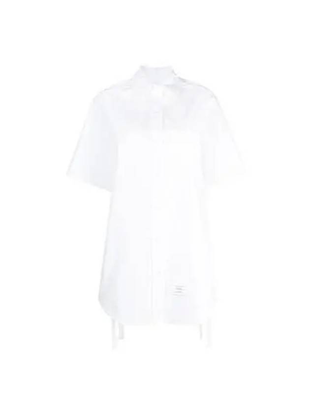 One Piece Women Logo Label Cotton Shirt White - THOM BROWNE - BALAAN 1