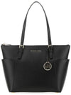 Jet Set Large Saffiano Leather Tote Bag Black - MICHAEL KORS - BALAAN.