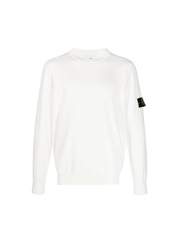 Crewneck Soft Cotton Knit Top White - STONE ISLAND - BALAAN 2