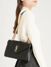 Gold Matelass Grain De Poudre Envelope Medium Shoulder Bag Black - SAINT LAURENT - BALAAN 8