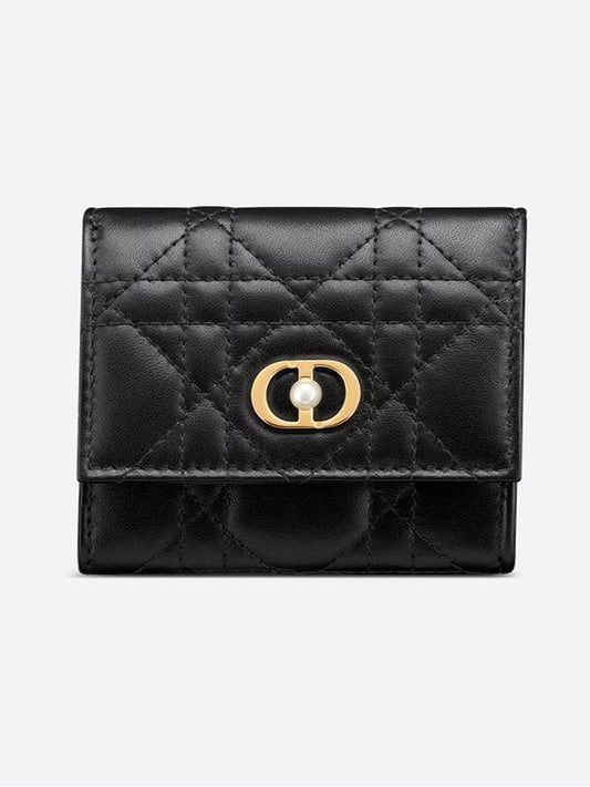 Jolie Hibiscus Cannage Lambskin Half Wallet Black - DIOR - BALAAN 2