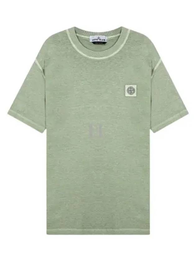 Pisato Effect Logo Patch Short Sleeve T-Shirt Green - STONE ISLAND - BALAAN 2