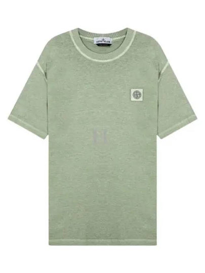 Pisato Effect Logo Patch Short Sleeve T-Shirt Green - STONE ISLAND - BALAAN 2