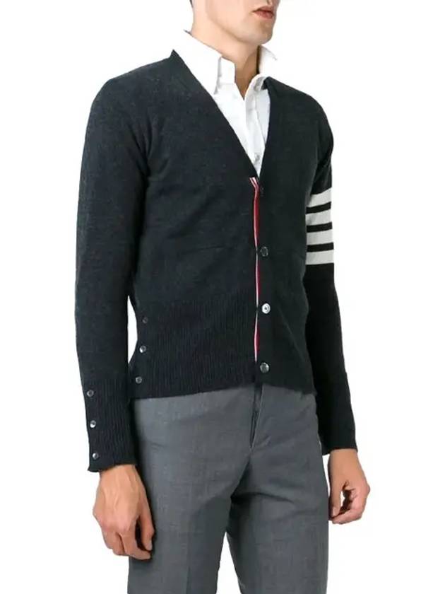 Men's Diagonal Classic Cashmere Cardigan Dark Grey - THOM BROWNE - BALAAN 3