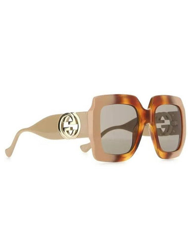 Eyewear Side Gold Square Beige Sunglasses Black - GUCCI - BALAAN 1