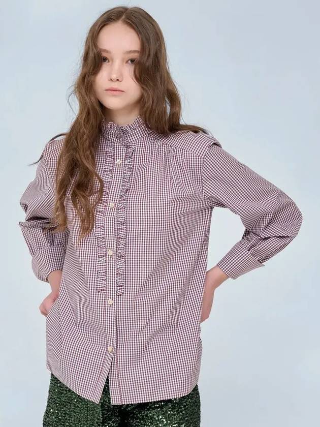 Collared cotton blouse check brown 0120 - VOYONN - BALAAN 4