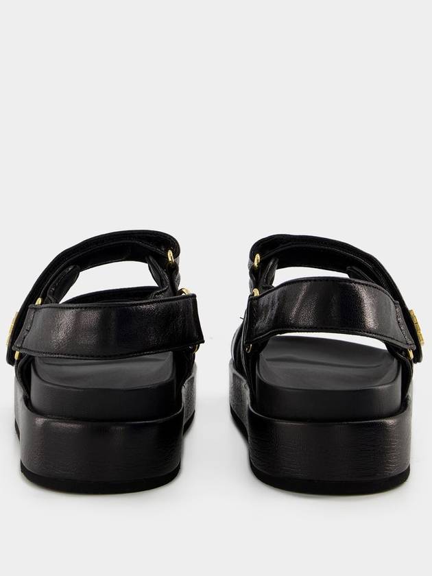 Kira Sports Logo Leather Sandals Black - TORY BURCH - BALAAN 4